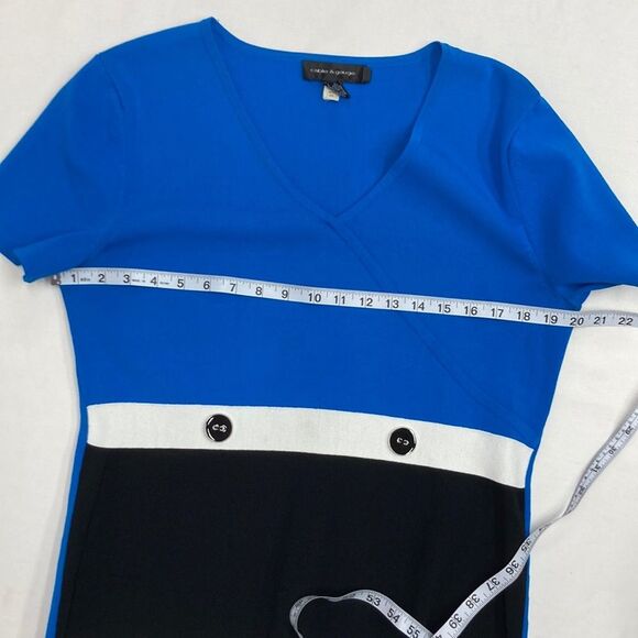 Cable & Guage SZ XL Summer Knit in Blue Black White Short Sleeves Color Blocking - Picture 8 of 12